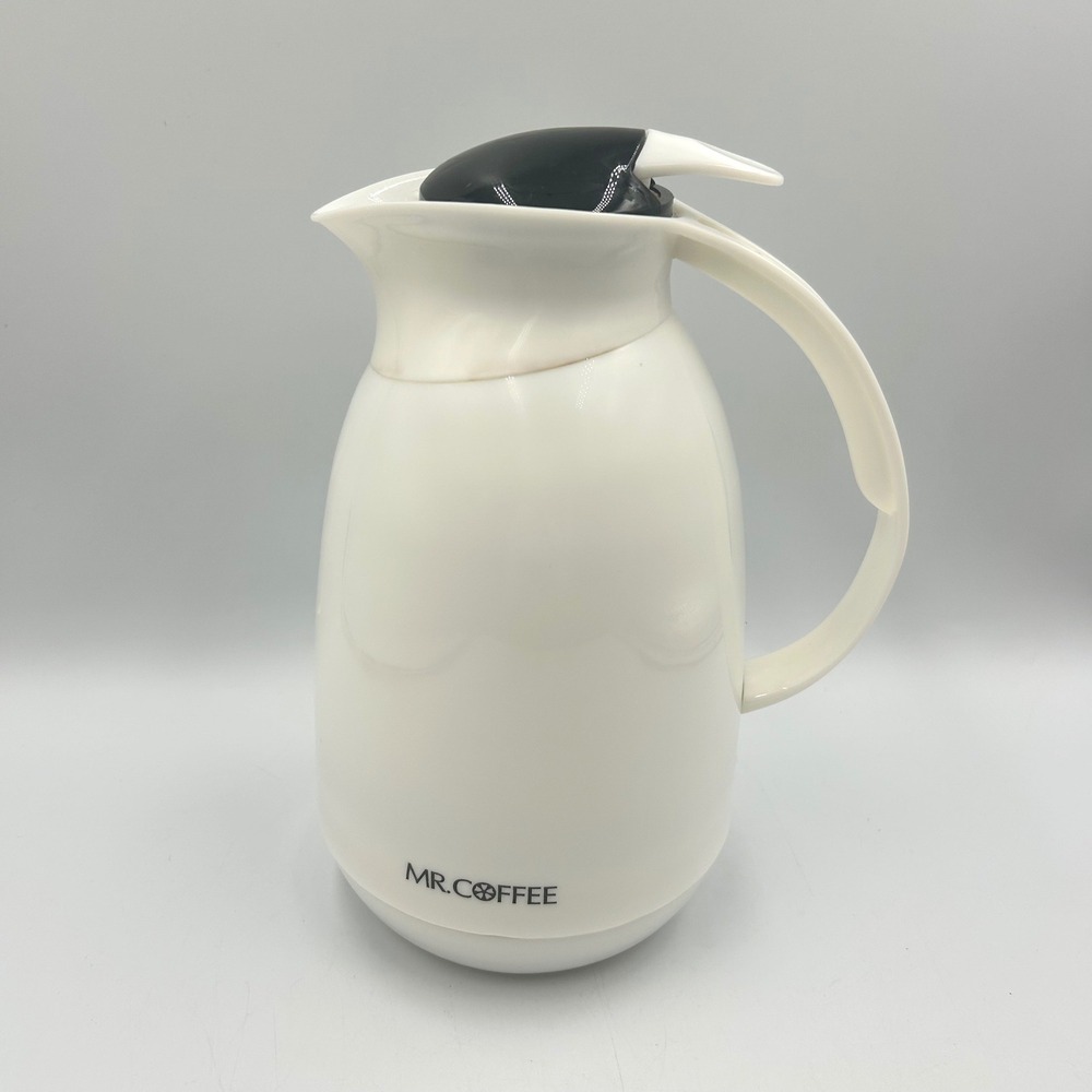 Mr. Coffee Thermal Carafe White Glass Vacuum Insulated Pitcher 10.5 inches tall